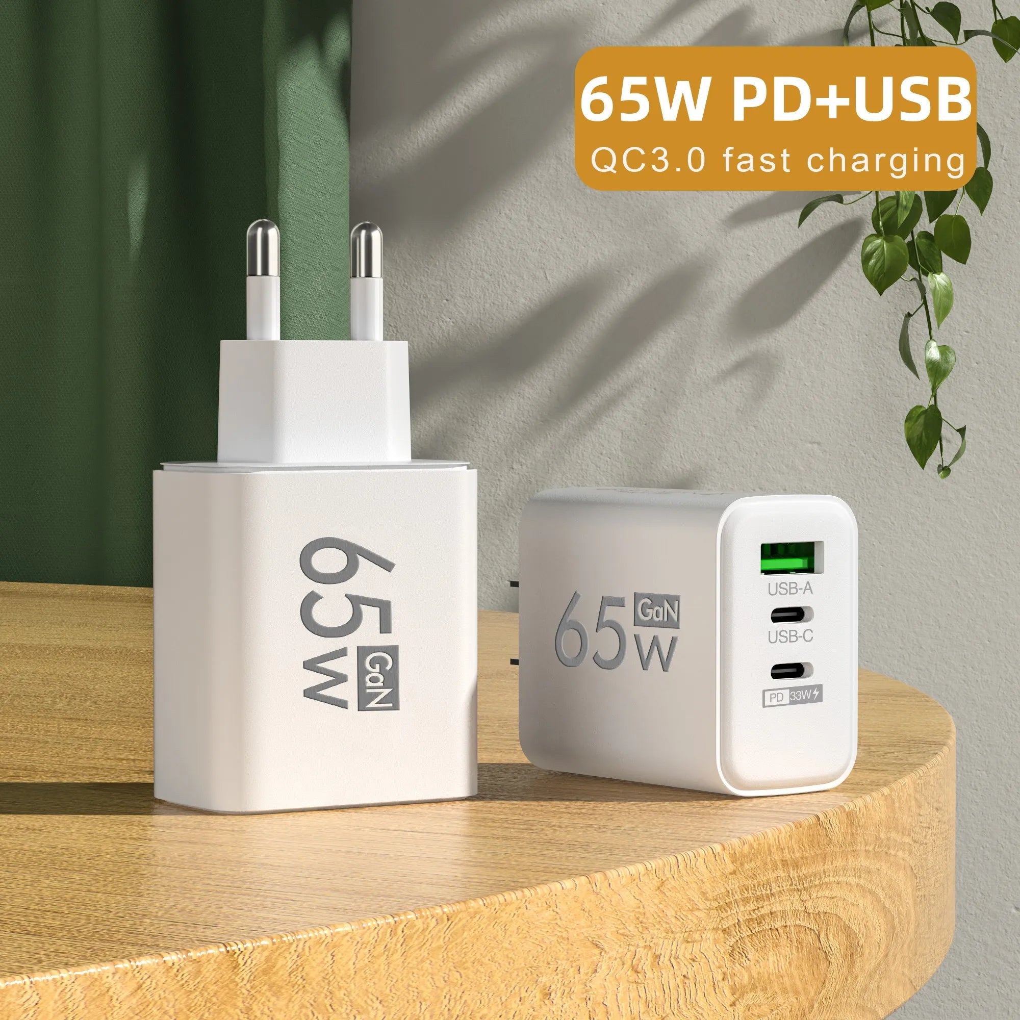 Three Port USB C PD Charger Fast Charge Wall Adapter - Smarsty