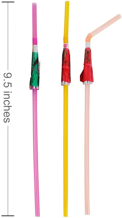Flamingo Drinking Straws with Tropical Umbrellas for Parties - Smarsty