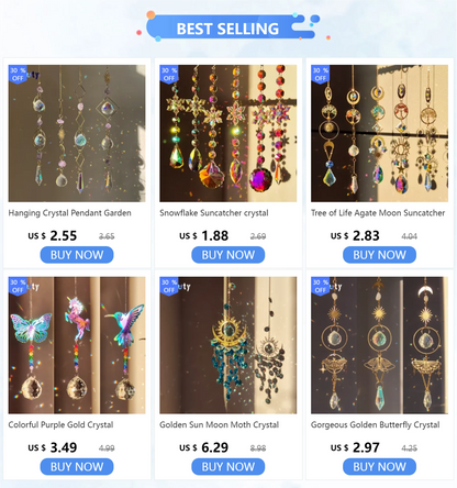 Hanging Crystal Pendant Suncatcher Wind Chimes for Home Decor - Smarsty
