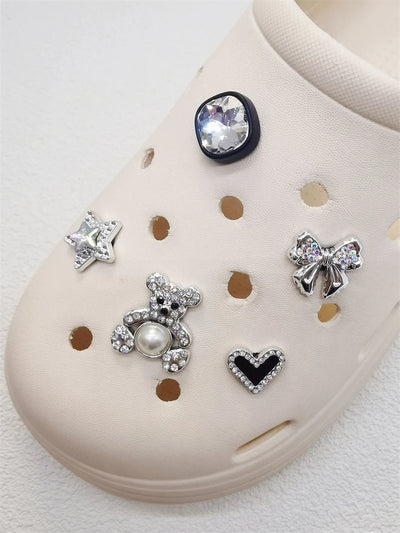 10PCS Shoe Charms ABS Bow Decorations For Sandals Luxury Rhinestone Bear Design Accessories 2024 Women Diy Bling Clog Ornaments - Smarsty