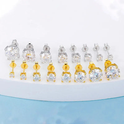 Moissanite Stud Earrings Sterling Silver Bridal GRA - Smarsty