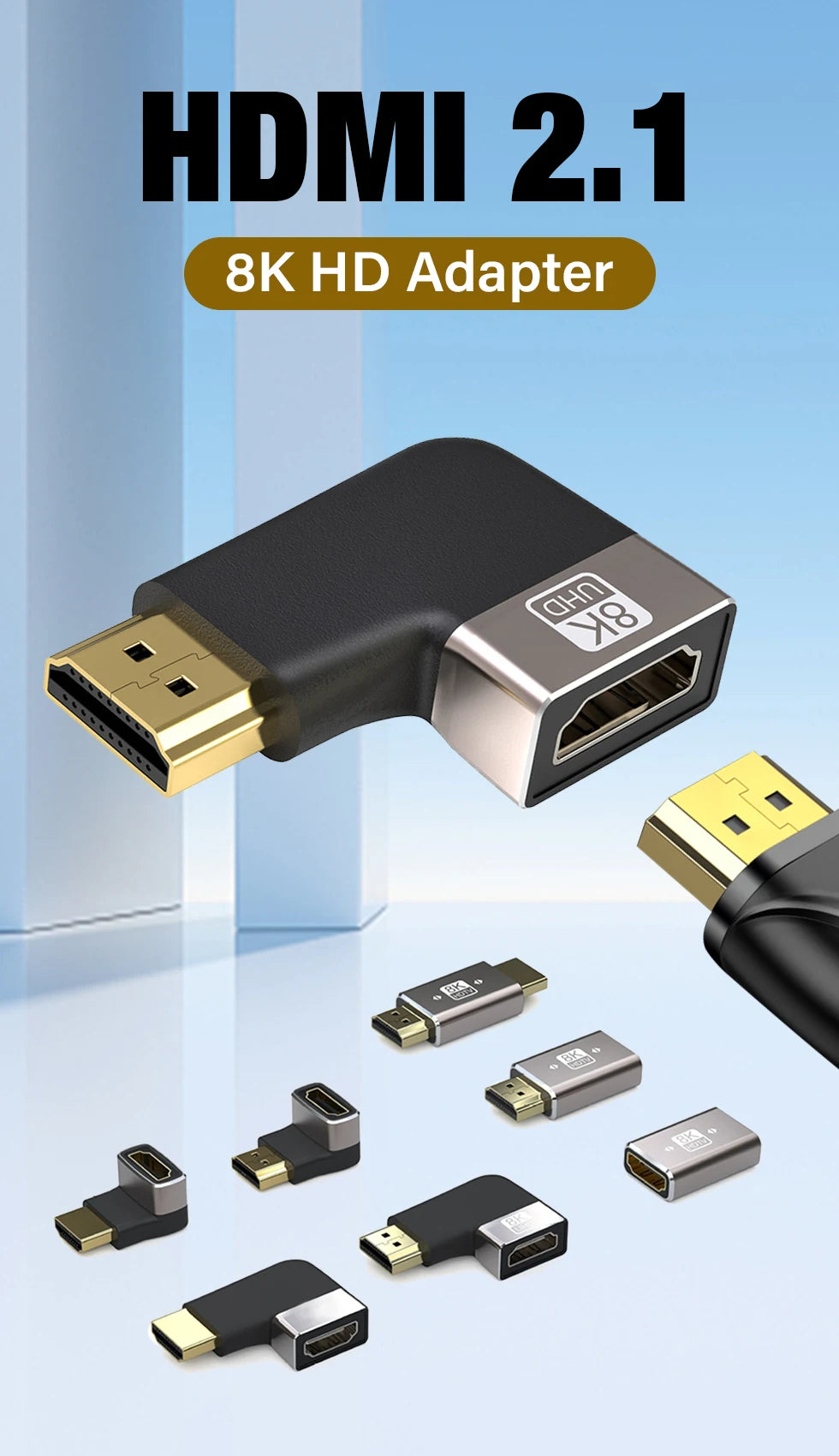 8K HDMI 2.1 Right Angle Cable for Easy Connections - Smarsty