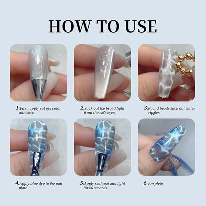Water Ripple Cat Eye Magnetic Gel Beads for Nail Art - Smarsty