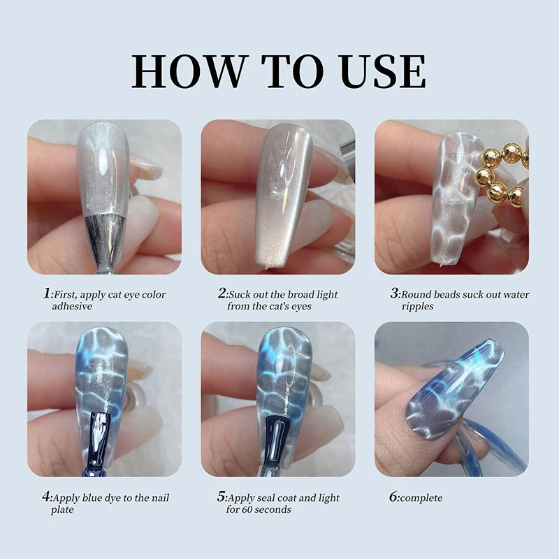 Water Ripple Cat Eye Magnetic Gel Beads for Nail Art - Smarsty