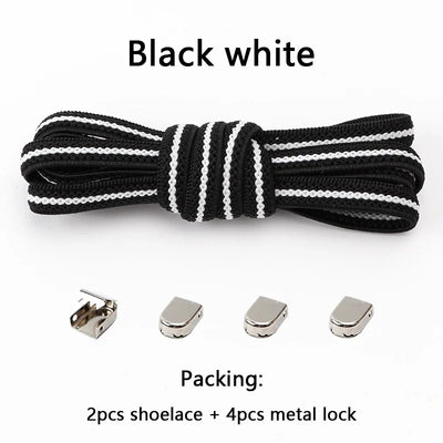 No Tie Shoe Laces Flat Elastic Shoelaces for Sneakers Tieless Shoelace Expand Shoestrings One Size Fits All Adult and Kids Shoes - Smarsty