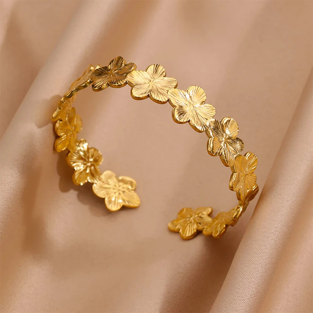 Luxury Gold Color Stainless Steel Cuff Bangle Bracelet - Smarsty