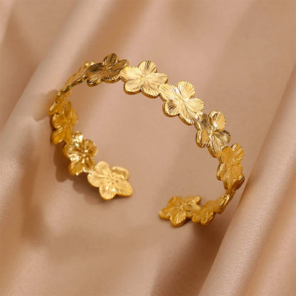 Luxury Gold Color Stainless Steel Cuff Bangle Bracelet - Smarsty