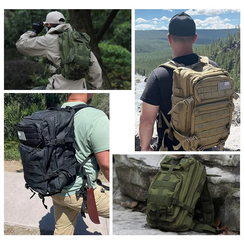 50L Tactical Backpack Men's Travel Large Capacity Rucksacks Men Waterproof Outdoor Sports Multi-functional Bags - Smarsty