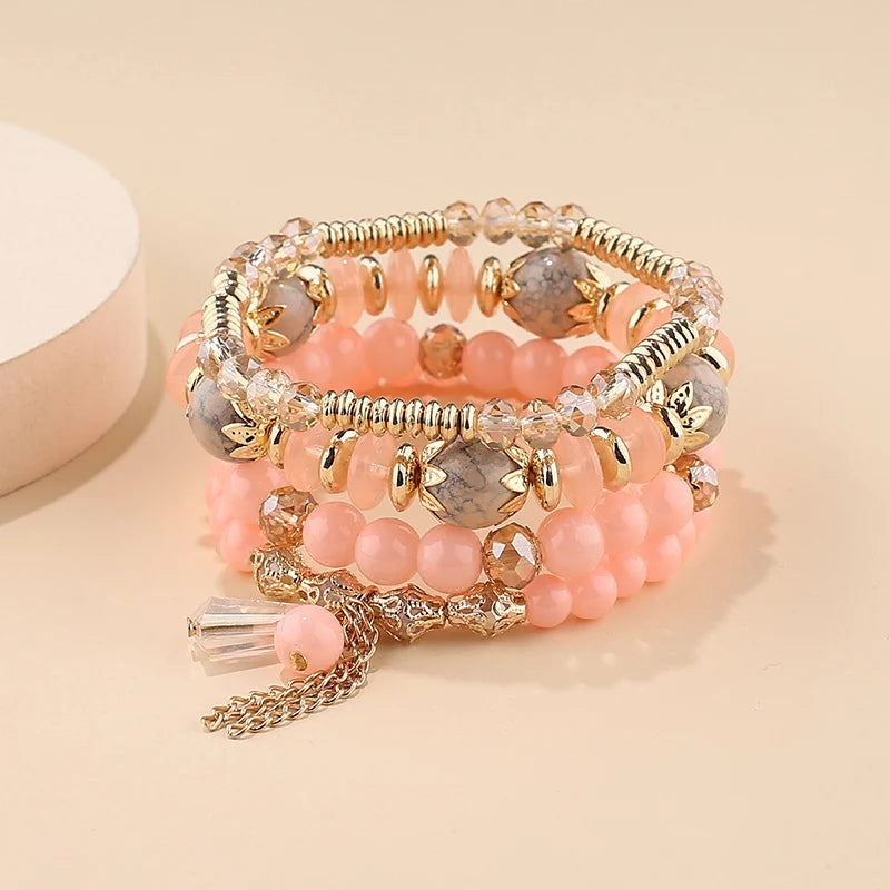 Colorful Glass Beaded Bracelet Set for Women - Smarsty