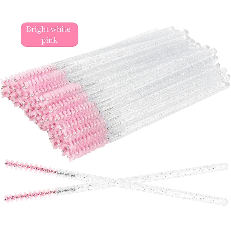 50 Pcs Disposable Eyelash Brushes with Diamond Handles - Smarsty