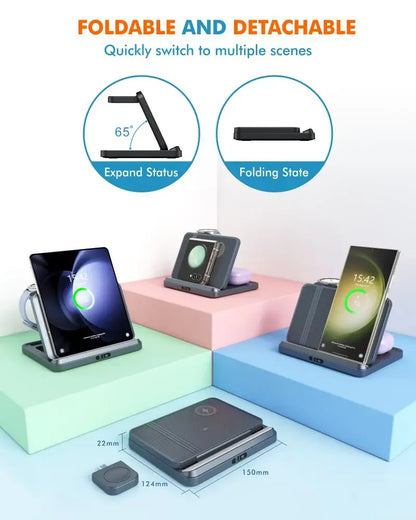 3 In 1 Wireless Charger Stand With Fast Charging Dock - Smarsty