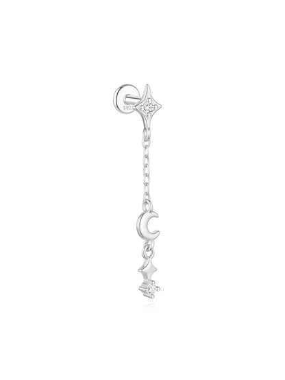 925 Sterling Silver Lotus Tassel Zircon Stud Earrings - Smarsty