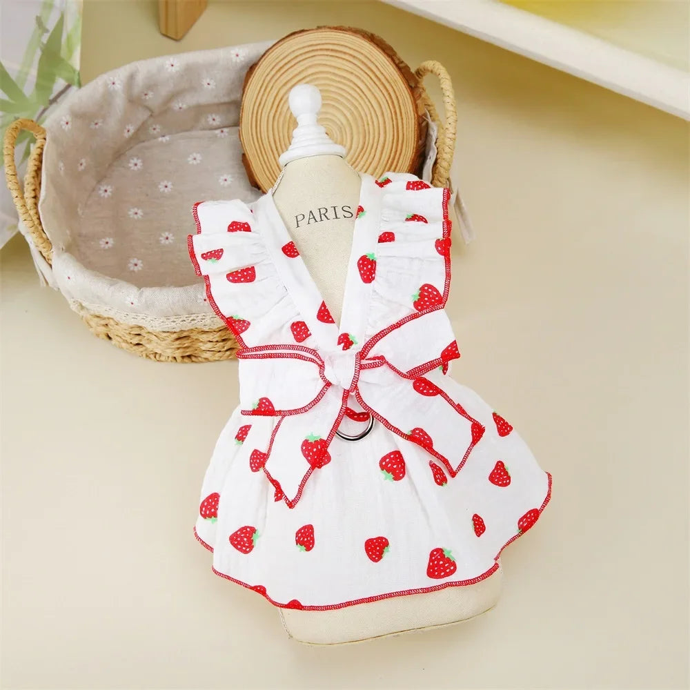 Strawberry Pattern Dog Summer Dress for Stylish Pets - Smarsty