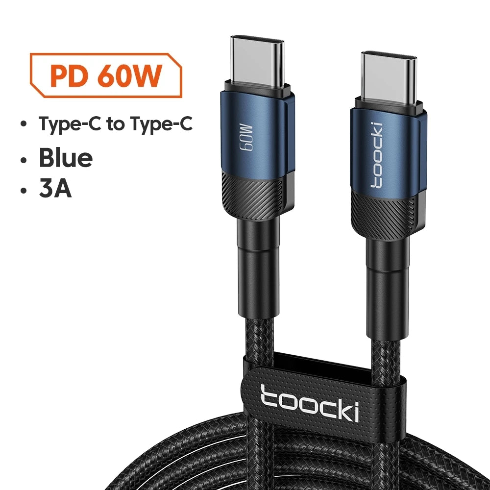 Toocki 60W/100W Type C to USB C Cable PD 3.0 Quick Charge Fast Charging Type C to Type C For Huawei Xiaomi Samsung Laptop - Smarsty