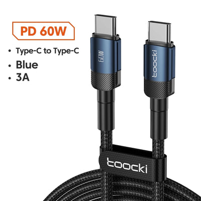 Toocki 60W/100W Type C to USB C Cable PD 3.0 Quick Charge Fast Charging Type C to Type C For Huawei Xiaomi Samsung Laptop - Smarsty