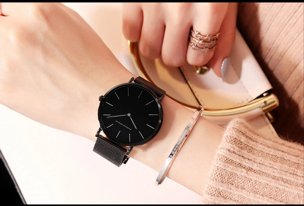 Rose Gold Women's Bracelet Watch with Japan Quartz Movement - Smarsty