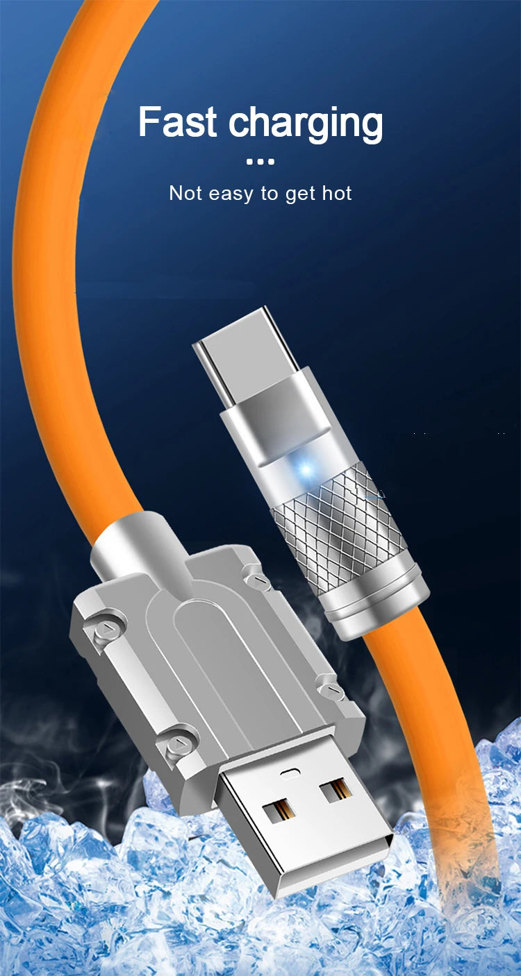 120W 6A Super Fast Charge USB C Liquid Silicone Cable For iPhone 14 15 Huawei Samsung Xiaomi Quick Charger Type-C Data Wire - Smarsty