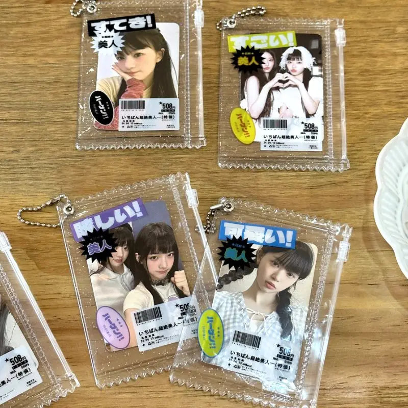 INS Transparent Candy Bag Badge Holder Korean Photocard Holder Display Bag Pendant Idol Photo Card Protective Cover Card Holder