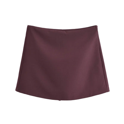 TFMLN New Spring Women Solid Skort Fashion Causal Side Zipper Mini Shorts Skirts Vintage High Waist Streetwear Shorts Skirts - Smarsty