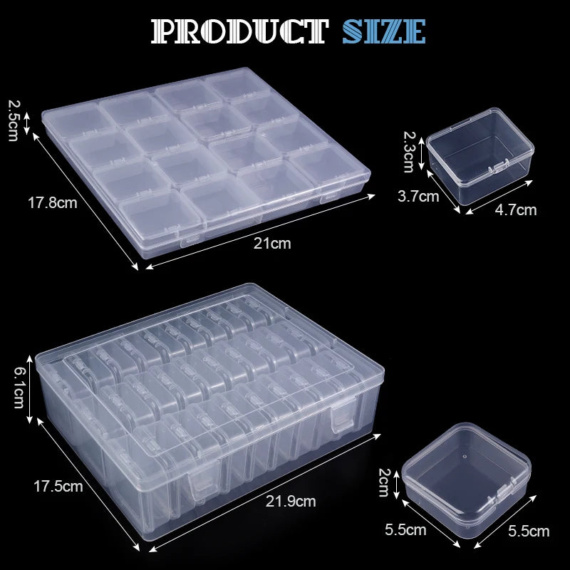 Clear Plastic Bead Organizer Box with Removable Dividers - Smarsty
