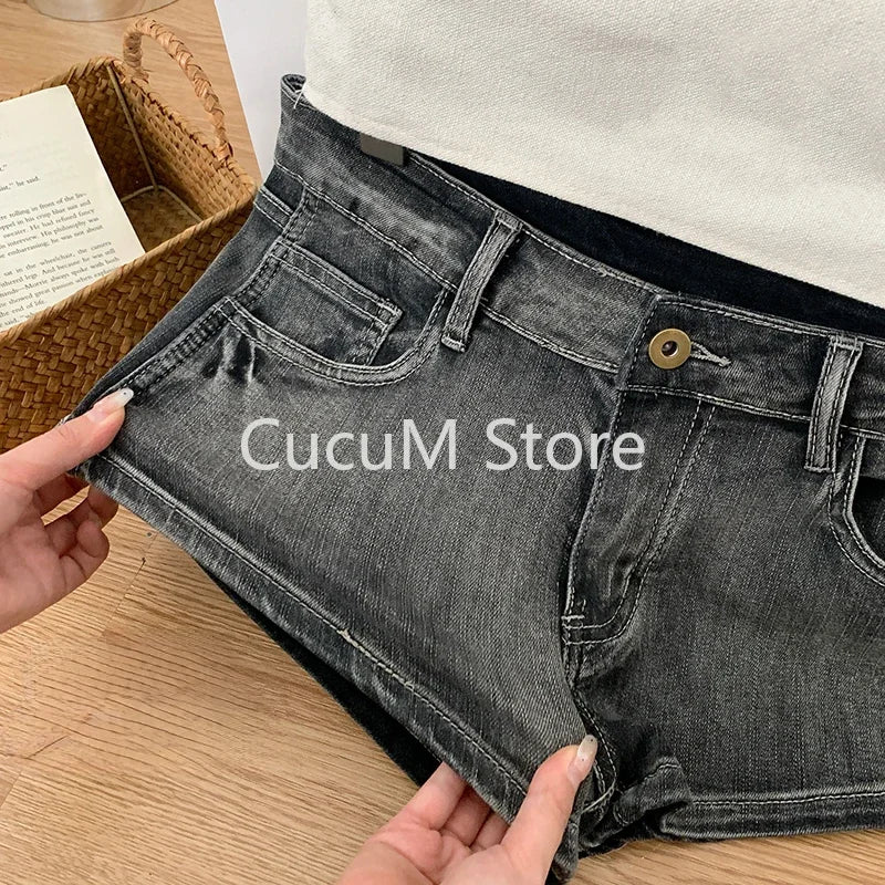 Summer Women Y2k Streetwear Gyaru Harajuku Fashion Grunge Vintage Coquette Low Rise 2000s Jean Shorts Denim Hot Pants Japanese - Smarsty