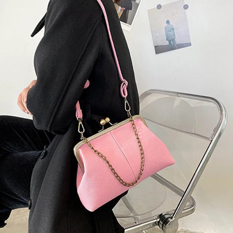 Vintage Soft Skin Shell Bag Lychee Pattern Crossbody - Smarsty