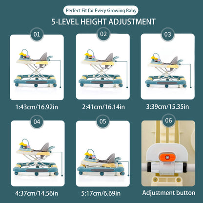 Baby Walkers With Universal Wheel Anti-Roll Anti O-Leg Walker Handcart Learning Start Walker Foldable Multifunction