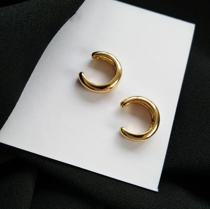 Double Circle Ear Cuff No Piercing Vintage Hip Hop Style - Smarsty