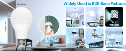 12PCS A19 LED Light Bulb 9W E26 Base LED Bulb 3000K 6500K Warm/Cool White Non Dimmable 900LM for Bedroom Living Room Kitchen