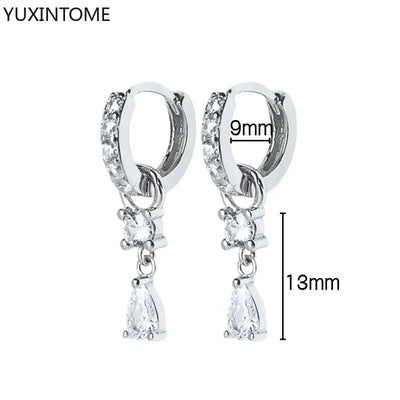 925 Sterling Silver Hoop Earrings White Crystal Luxury - Smarsty