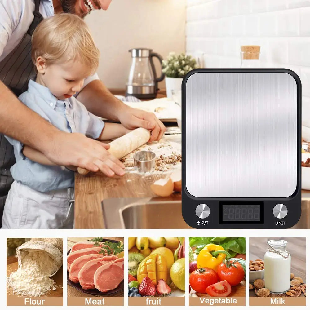 Digital Kitchen Scale 15Kg Stainless Steel Design - Smarsty