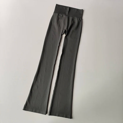 High Waisted Compression Without Awkward Lines Micro Flared Yoga Outdoor Wear Seamless Elastic Fitness Pants Lifting Leggings - Smarsty