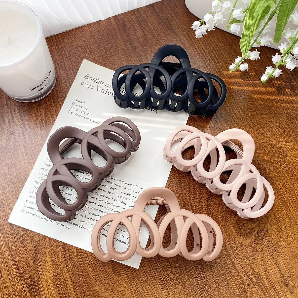 Frosted Hollow Bow Hair Claw Clip Elegant Korean Style - Smarsty