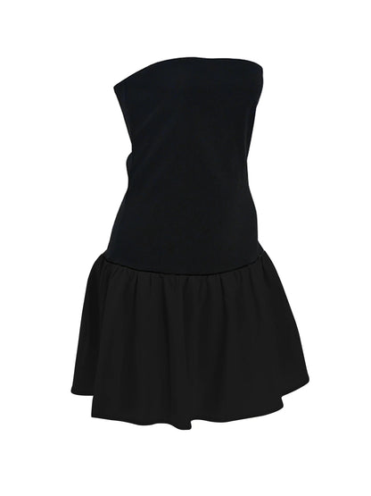 Black Sexy A-Line Dress Summer Strapless Women Slim Fit Off Shoulder Fashion Patchwork Casual Party Female Mini Dresses Clothing