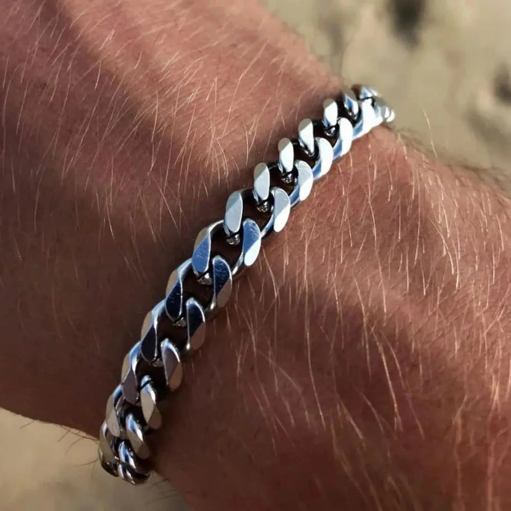 Trendy Stainless Steel Cuban Chain Bracelet for Men - Smarsty