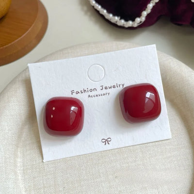 Retro Red Bow Stud Earrings For Women Elegant Lightweight - Smarsty