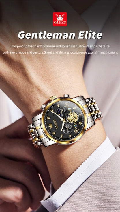 OLEVS Luxury Quartz Watch with Moon Phase Feature - Smarsty
