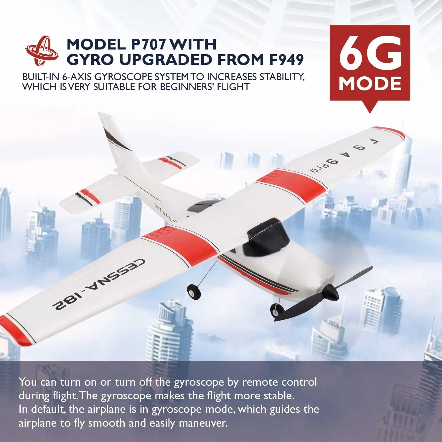 WLtoys F949 2.4G 3D6G 3Ch RC Airplane Fixed Wing Plane Outdoor Toys Drone RTF Upgrade Version Digital Servo F949S With Gyroscope - Smarsty