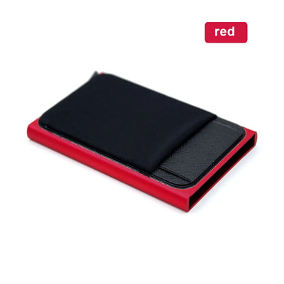YUECIMIE Slim Aluminum Wallet With Elasticity Back Pouch ID Credit Card Holder Mini RFID Wallet Automatic Pop up Bank Card Case - Smarsty