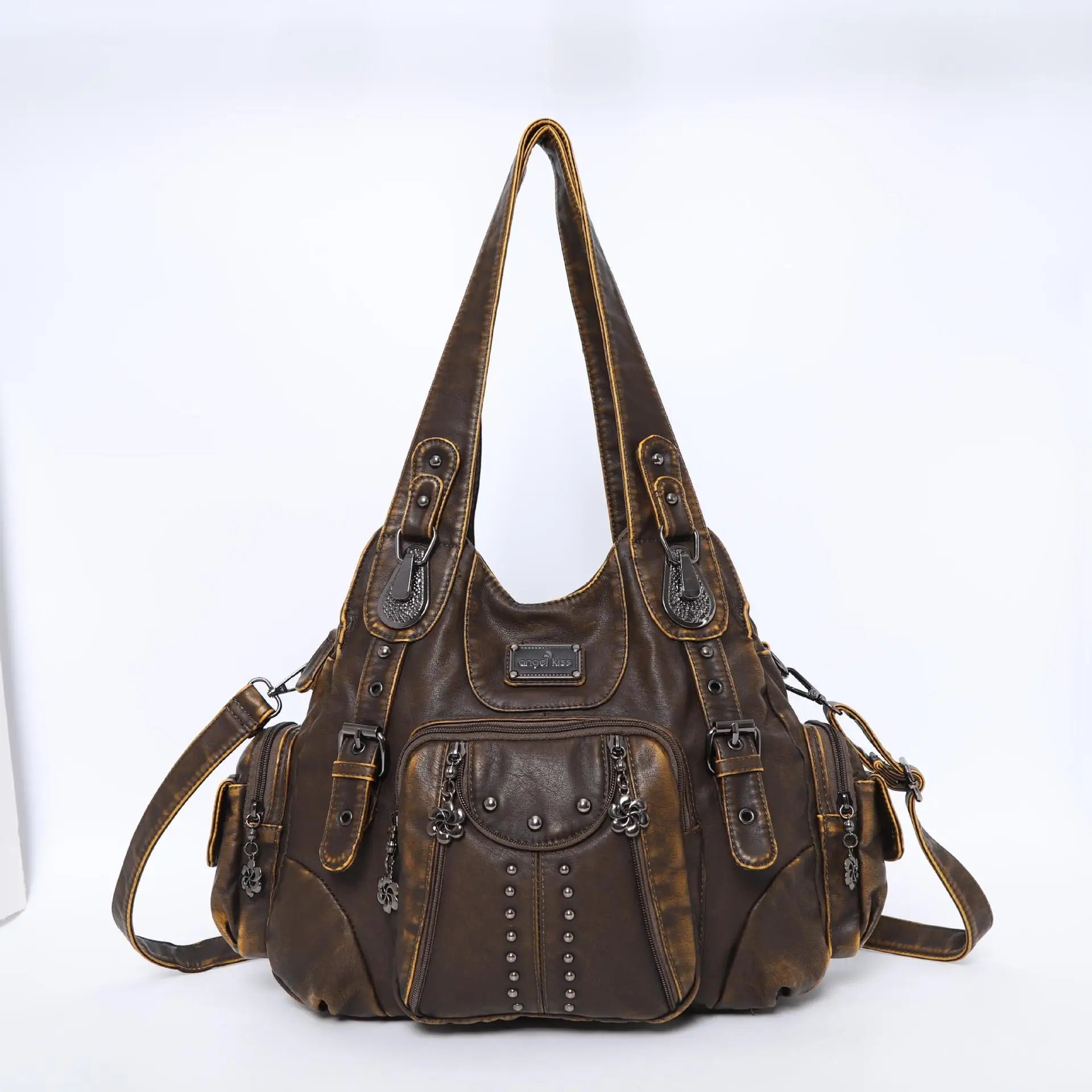 Angelkiss PU Leather Women Shoulder Bag Zipper Closure - Smarsty