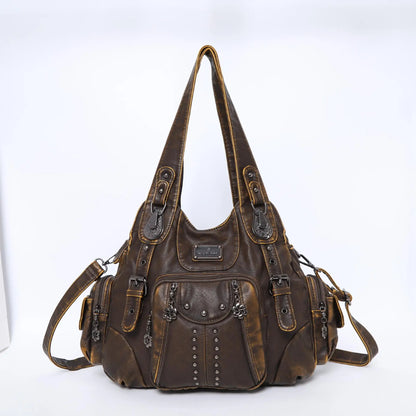 Angelkiss PU Leather Women Shoulder Bag Zipper Closure - Smarsty