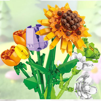 13 Styles Pretty Flower Building Blocks Rose Valentine's Lavender Peach Lily Of The Valley Tulip Bricks DIY Home Ornaments by Smarsty