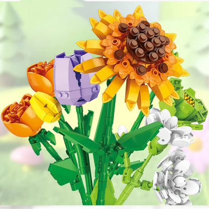 13 Styles Pretty Flower Building Blocks Rose Valentine's Lavender Peach Lily Of The Valley Tulip Bricks DIY Home Ornaments by Smarsty