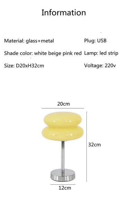 Trichromatic Dimming Macaron Glass Table Lamp for Cozy Bedrooms - Smarsty