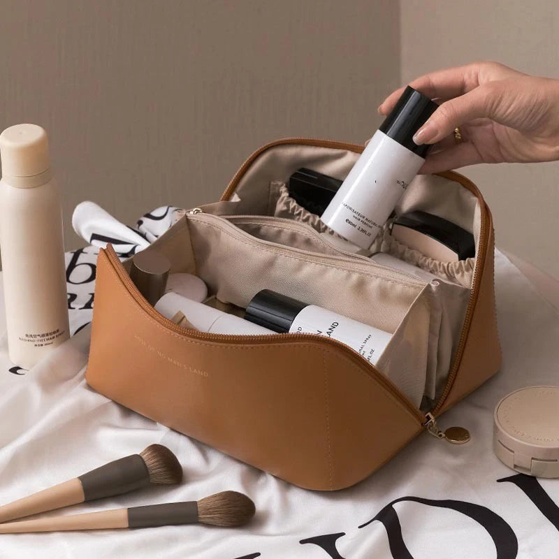 PU Leather Cosmetic Bag Large Capacity Travel Organizer - Smarsty