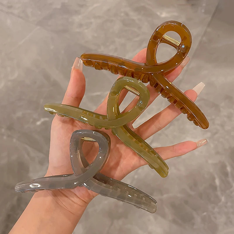 Large Jelly Hair Claw Clip Secure Hold Morandi Colors - Smarsty