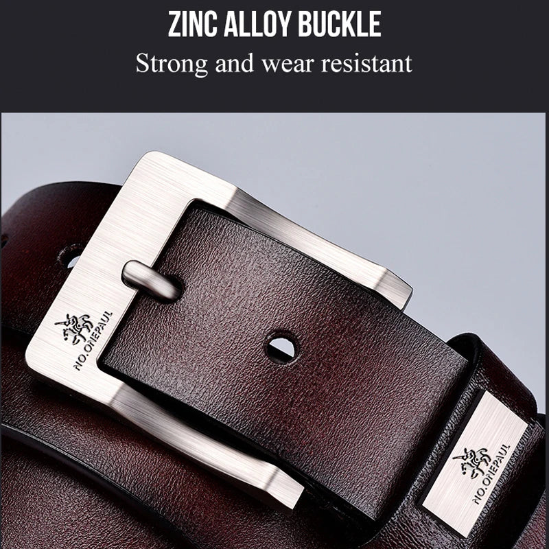 Men's Leather Belt Classic Vintage Pin Buckle High Quality - Smarsty
