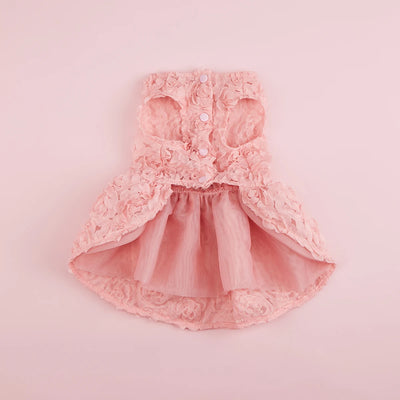 Pink Dog Princess Dress with Embroidered Flowers and Bowknot - Smarsty