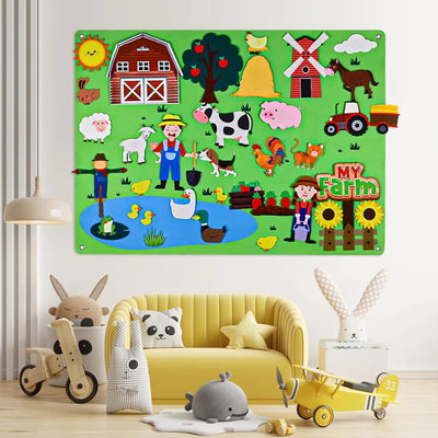 Farm Animals Felt Story Board Set Storytelling Early Learning Interactive Play Kit Wall Hanging Puzzle Toys for Toddlers Gifts - Smarsty