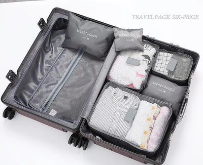 Travel Packing Cubes 6Pcs Set Shoe Pouch Luggage Organizer - Smarsty